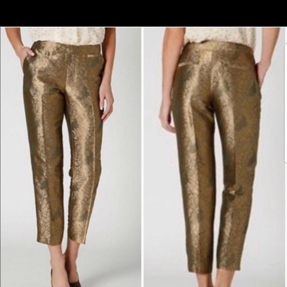 Anthropologie Pants - Anthropologie elevenses gilded gold pants 4 6